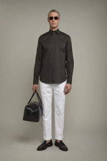 MenÃ¢â‚¬â„¢s Casual Shirt Classic Collar 100% Cotton Muslin Fabric Solid Color Comfort Fit