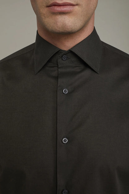 Men's Casual Shirt Classic Collar 100% Cotton Muslin Fabric Solid Color Comfort Fit