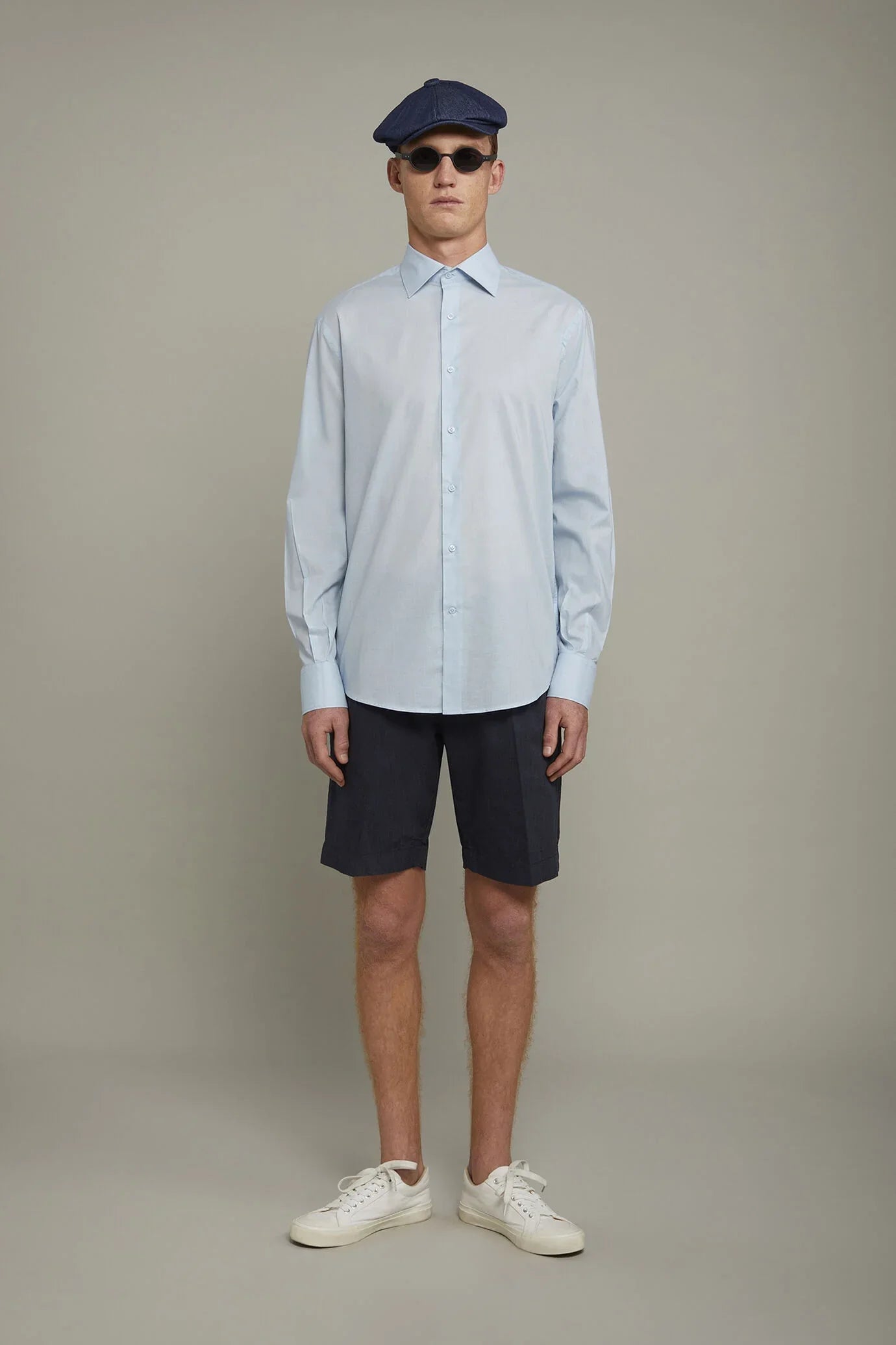 MenÃ¢â‚¬â„¢s Casual Shirt Classic Collar 100% Cotton Muslin Fabric Solid Color Comfort Fit
