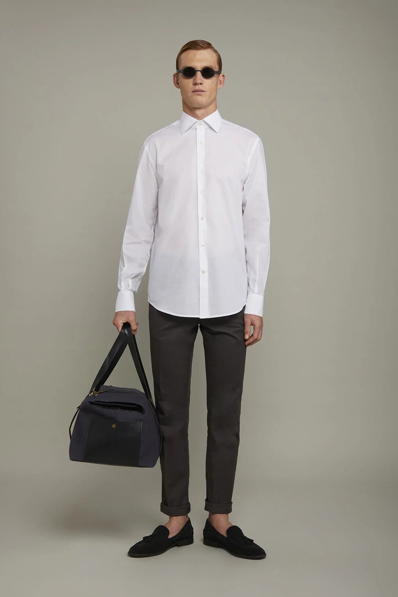 MenÃ¢â‚¬â„¢s Casual Shirt Classic Collar 100% Cotton Muslin Fabric Solid Color Comfort Fit