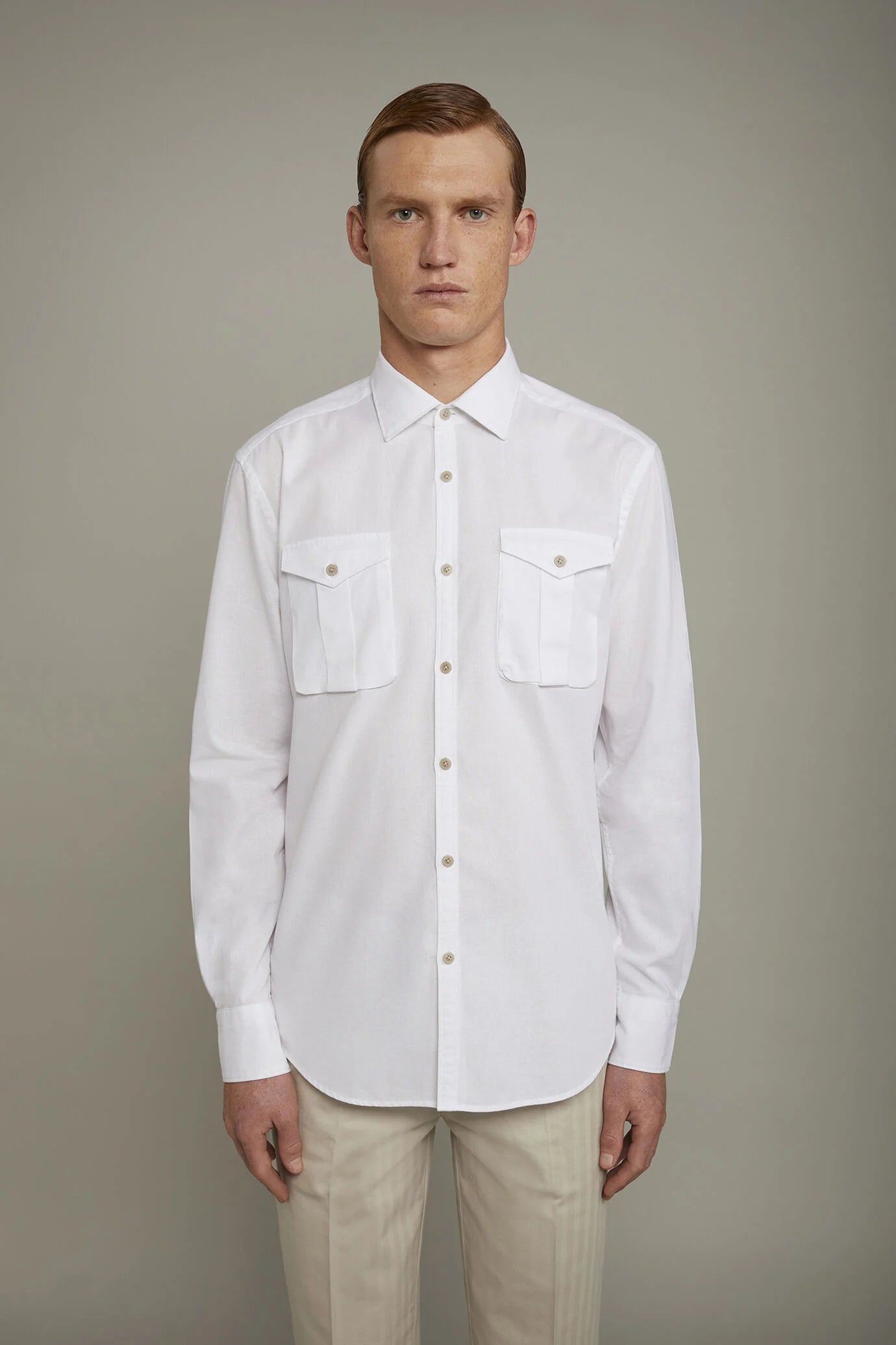 Men's casual shirt classic collar 100% cotton denim fabric comfort fit