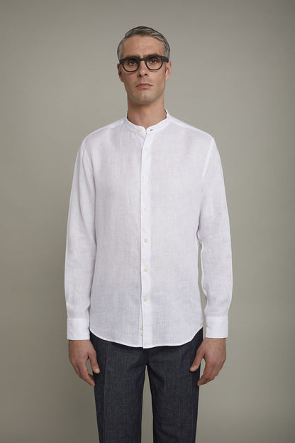 Men's casual shirt with Korean collar 100% linen comfort fit