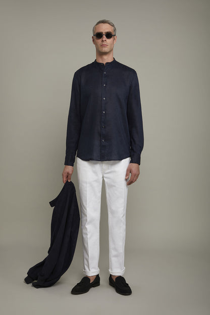 Men's casual shirt with Korean collar 100% linen comfort fit