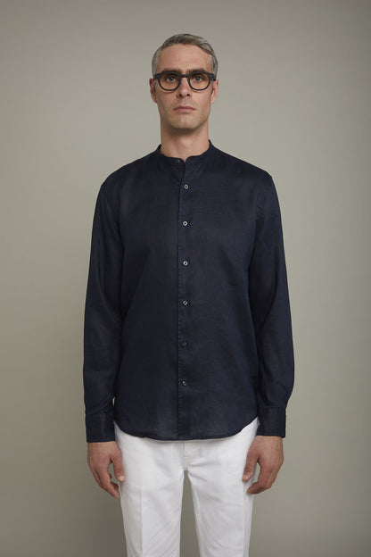 Men's casual shirt with Korean collar 100% linen comfort fit