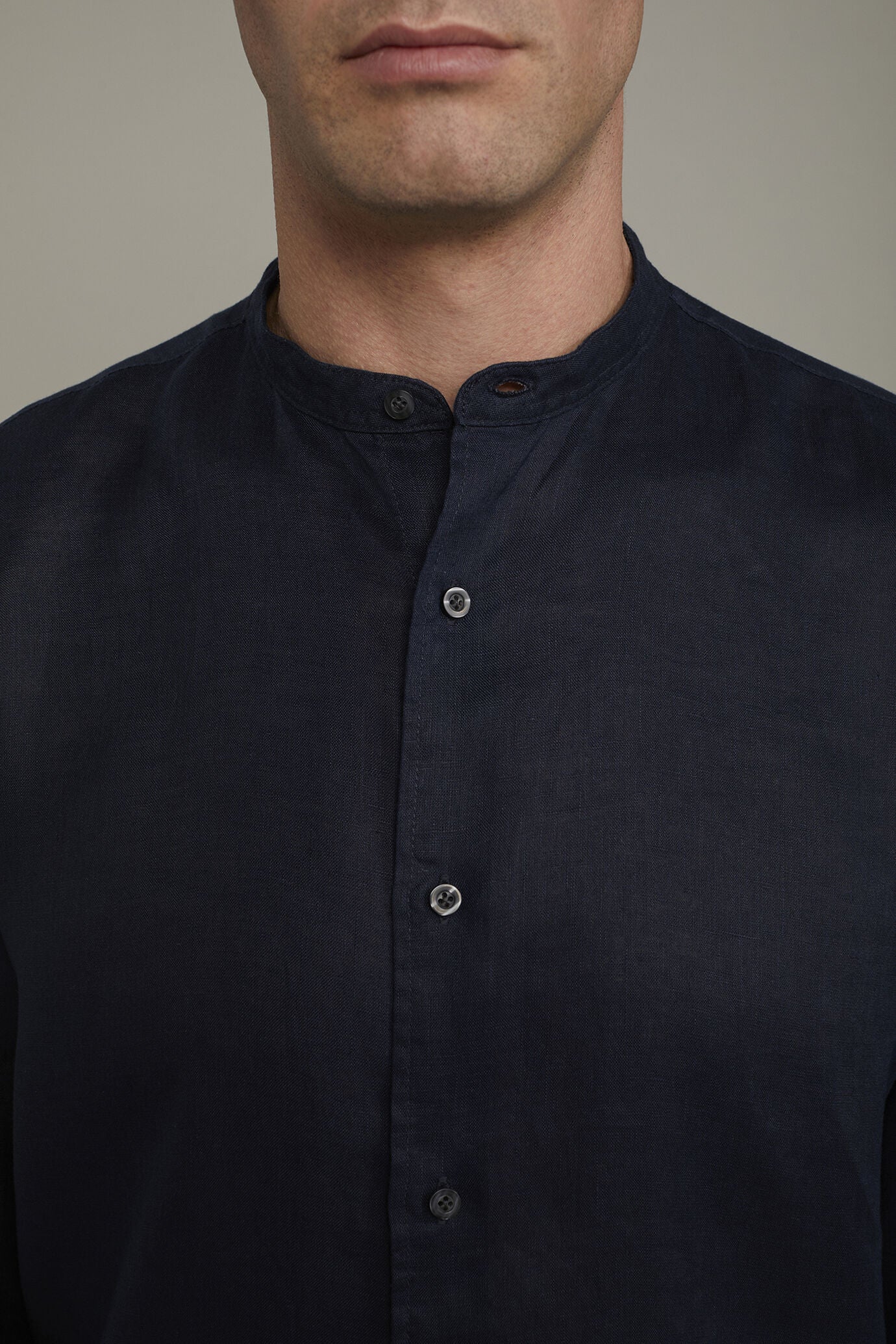 Men's casual shirt with Korean collar 100% linen comfort fit
