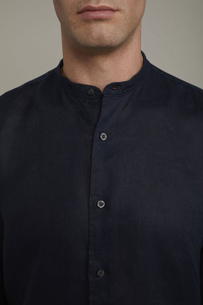 Men's casual shirt with Korean collar 100% linen comfort fit