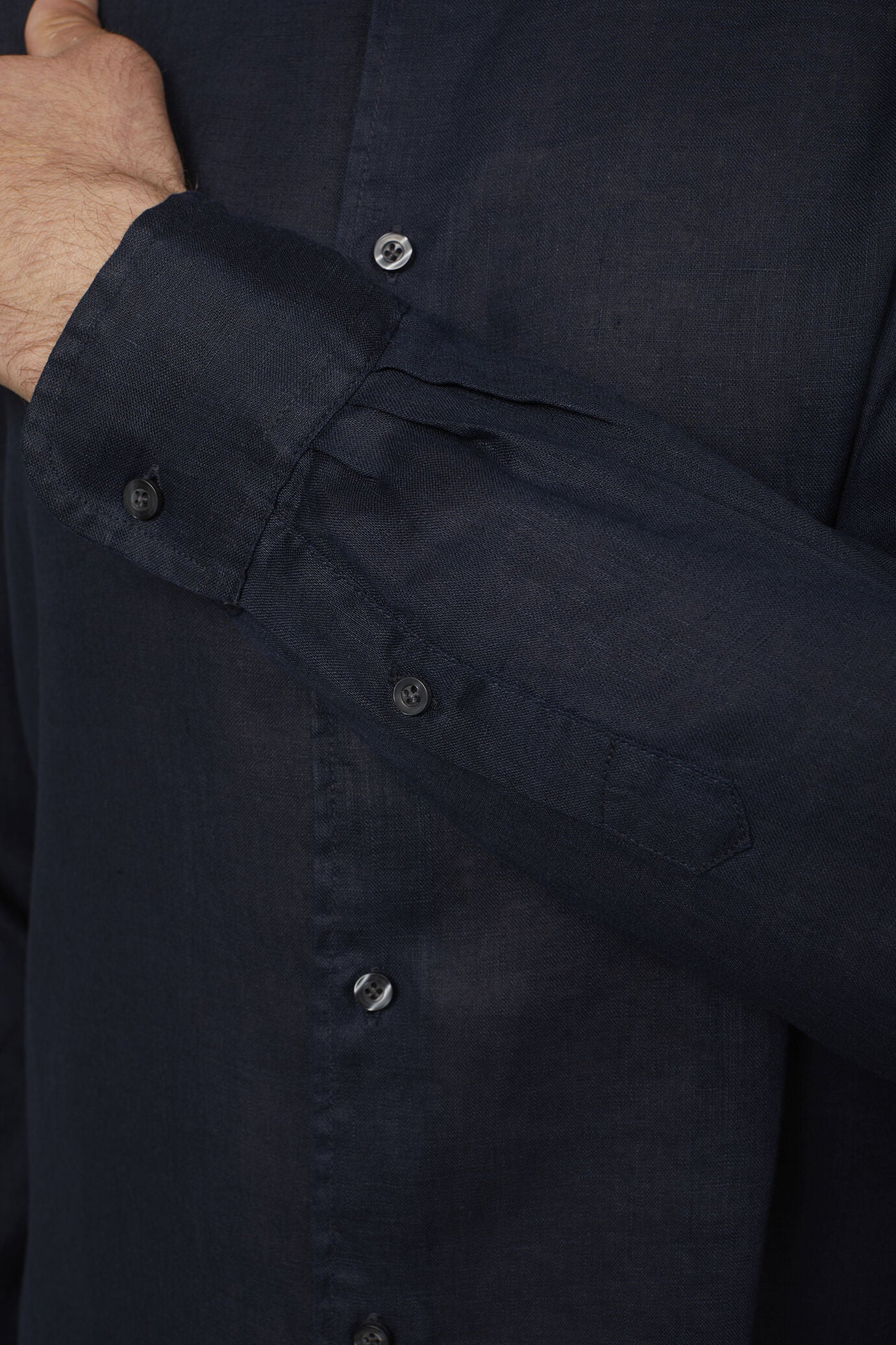 Men's casual shirt with Korean collar 100% linen comfort fit