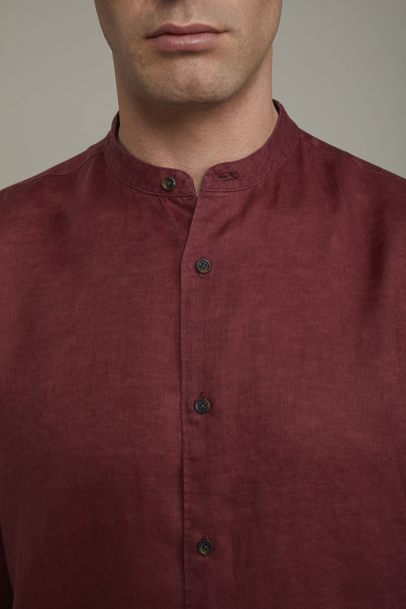 Men's casual shirt with Korean collar 100% linen comfort fit
