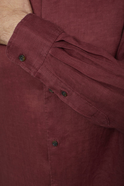Men's casual shirt with Korean collar 100% linen comfort fit
