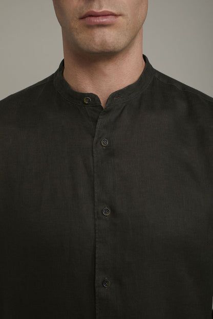 Men's casual shirt with Korean collar 100% linen comfort fit