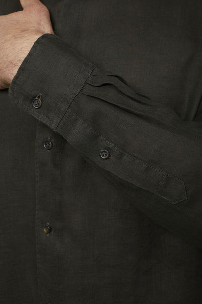Men's casual shirt with Korean collar 100% linen comfort fit