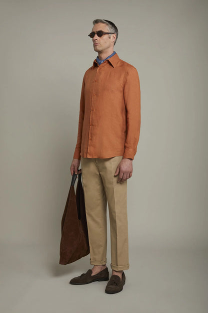 MenÃ¢â‚¬â„¢s casual shirt classic collar 100% linen comfort fit