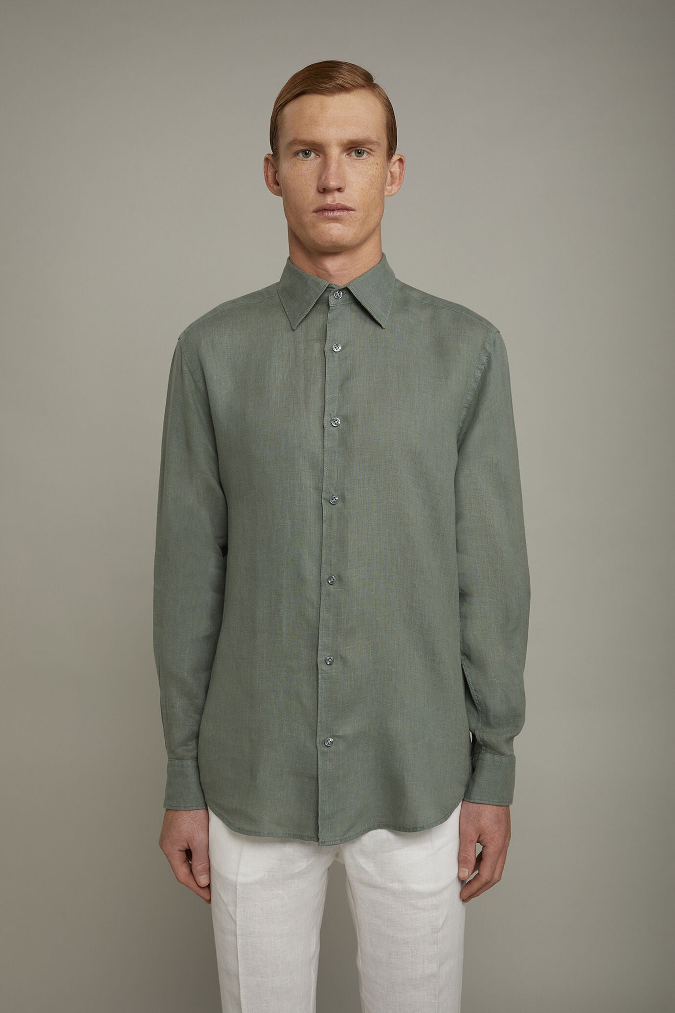 MenÃ¢â‚¬â„¢s casual shirt classic collar 100% linen comfort fit