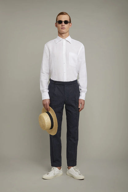 MenÃ¢â‚¬â„¢s casual shirt button down collar 100% linen comfort fit
