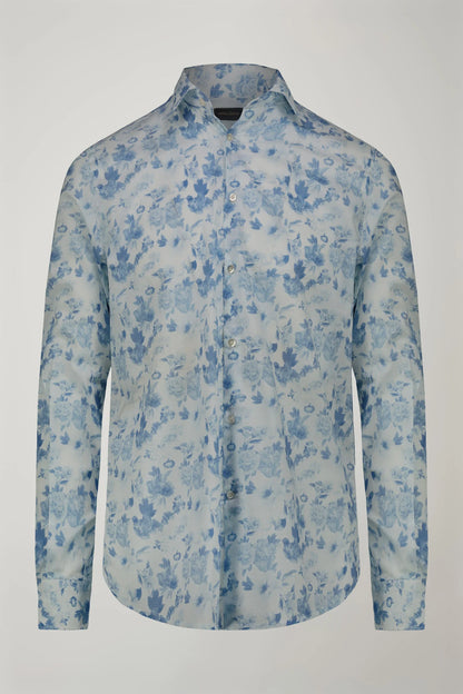 Men's printed casual shirt with classic collar 100% cotton muslin fabric comfort fit in Blue by Doppelganger, Italian Leisure time;Traveller made from Composition: 100% Cotton
Mood: Leisure time, Traveller
Type: Classic Collar, Lily Stitches On Buttons, Spare Buttons, Light Transparent Removable Collar Bones, Decorative Removeable Pinces On The Sides, Mussola Fabric
Season: Spring Summer 24
Gender: Men
Material: Cotton
Style: Casual
Fit: Comfortable