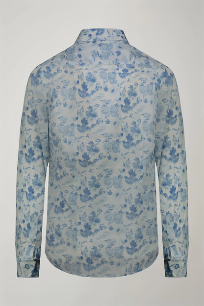 Men's printed casual shirt with classic collar 100% cotton muslin fabric comfort fit in Blue by Doppelganger, Italian Leisure time;Traveller made from Composition: 100% Cotton
Mood: Leisure time, Traveller
Type: Classic Collar, Lily Stitches On Buttons, Spare Buttons, Light Transparent Removable Collar Bones, Decorative Removeable Pinces On The Sides, Mussola Fabric
Season: Spring Summer 24
Gender: Men
Material: Cotton
Style: Casual
Fit: Comfortable