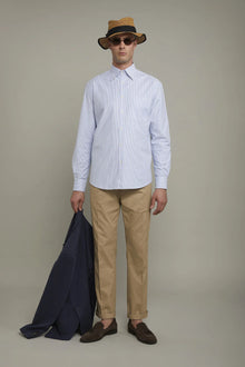 MenÃ¢â‚¬â„¢s classic shirt button down collar ultra light striped Oxford fabric comfort fit
