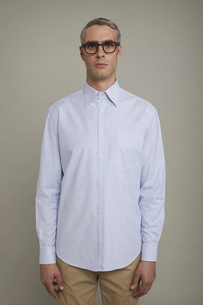 Men's classic shirt button down collar ultra light striped Oxford fabric comfort fit