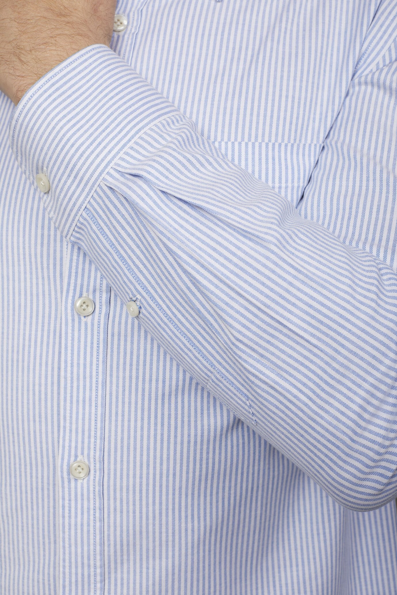 Men's classic shirt button down collar ultra light striped Oxford fabric comfort fit