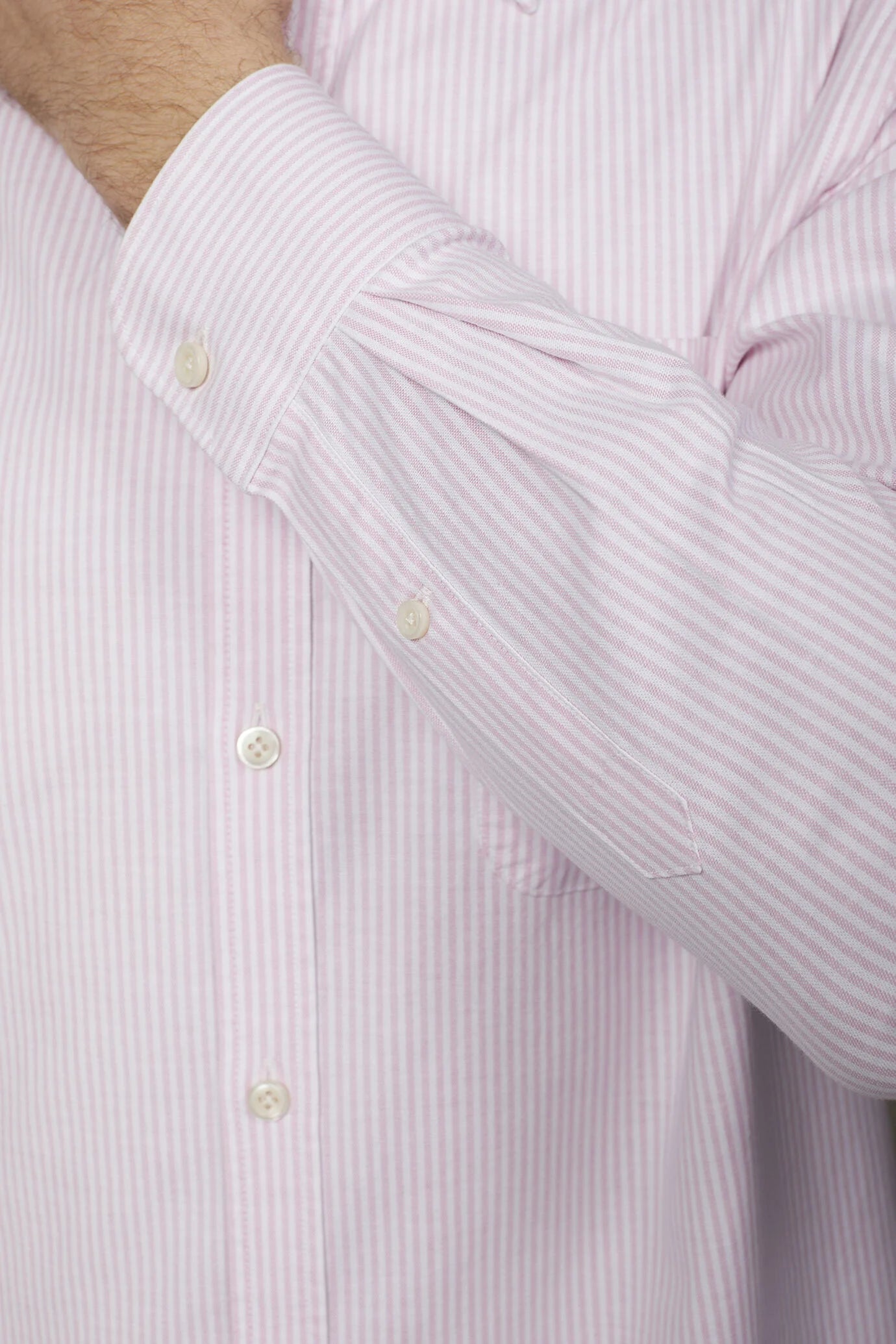 Men's classic shirt button down collar ultra light striped Oxford fabric comfort fit