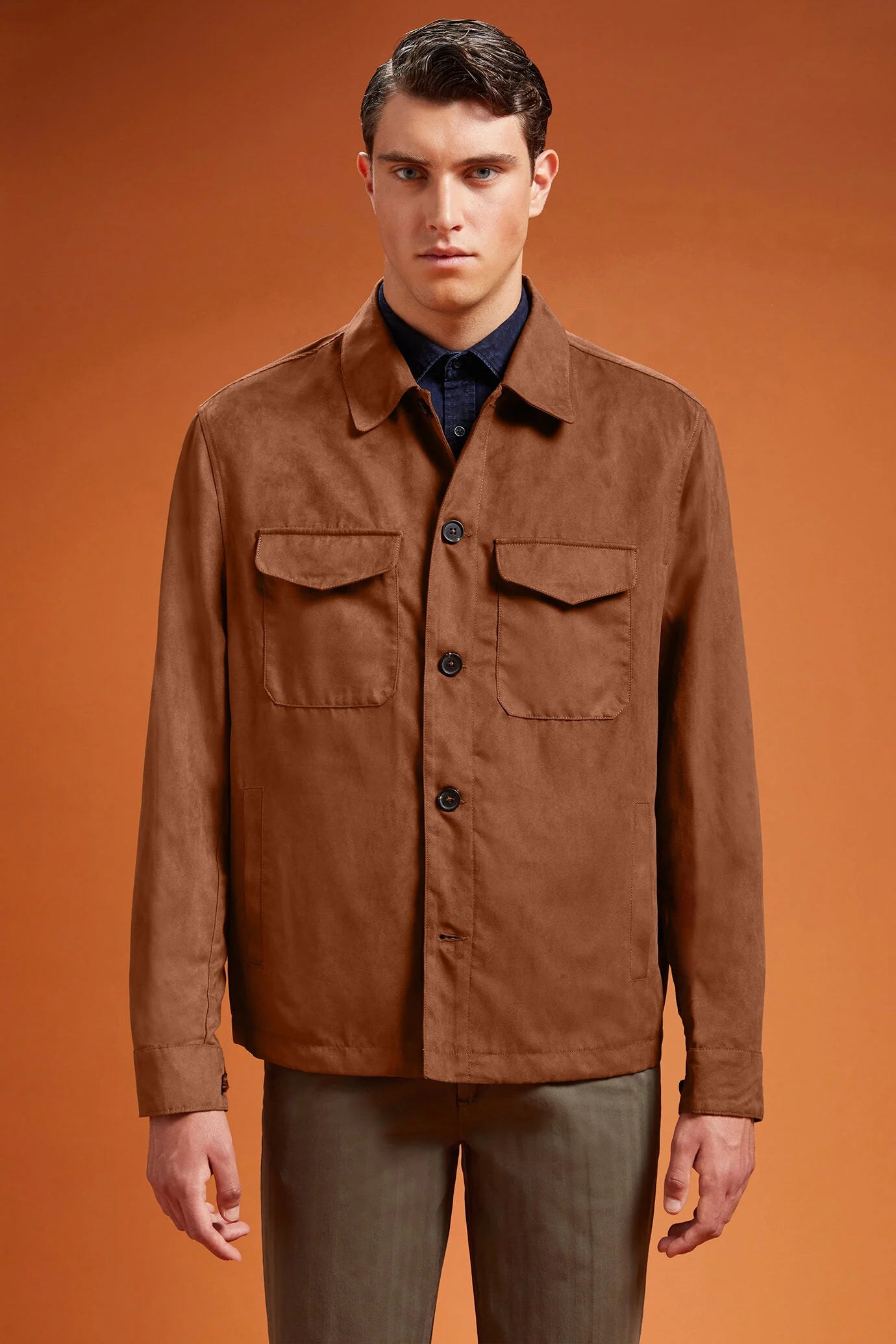 Men's jacket with suede-like fabric regular fit