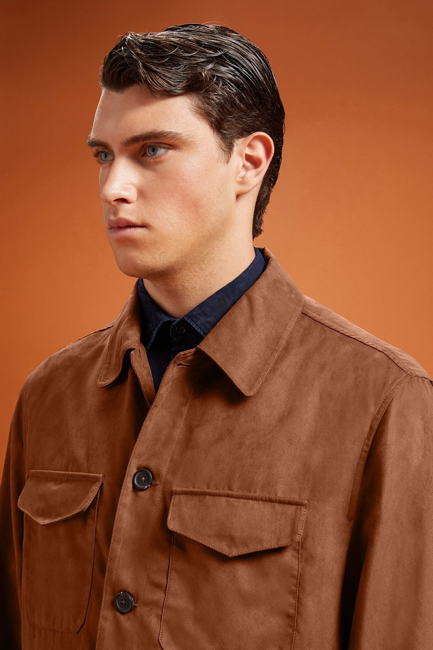 Men's jacket with suede-like fabric regular fit