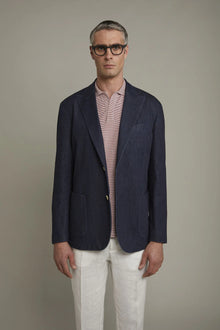 Men's unlined single breasted blazer with peack lapel and patch pockets regular fit