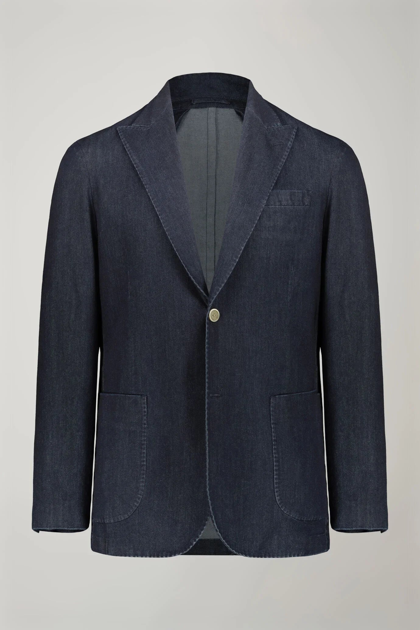 Men's unlined single breasted blazer with peack lapel and patch pockets regular fit