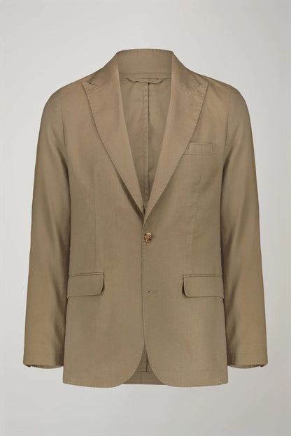 Men's single-breasted unlined linen and cotton blazer with regular fit lapels