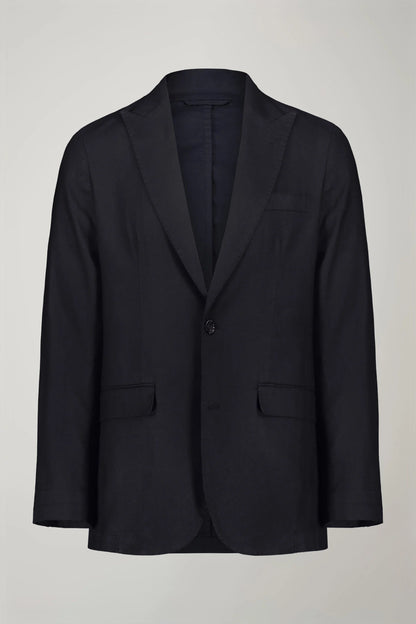 Men's single-breasted unlined linen and cotton blazer with regular fit lapels