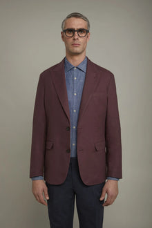Men's single-breasted unlined linen and cotton blazer with regular fit lapels