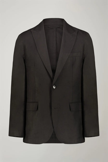 Men's single-breasted unlined linen and cotton blazer with regular fit lapels