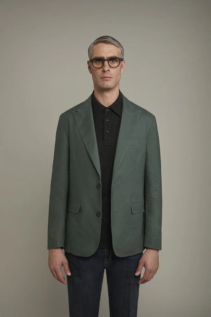 Men's single-breasted unlined linen and cotton blazer with regular fit lapels