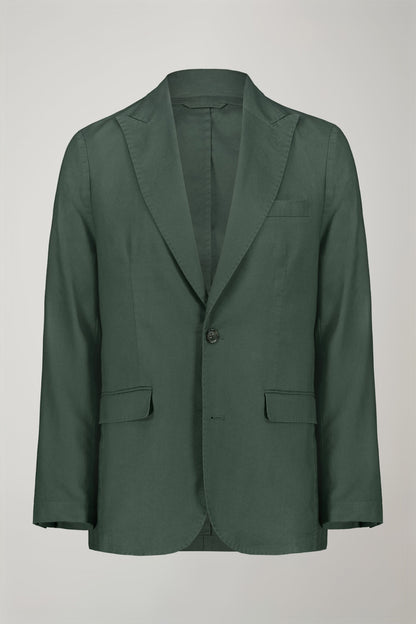 Men's single-breasted unlined linen and cotton blazer with regular fit lapels