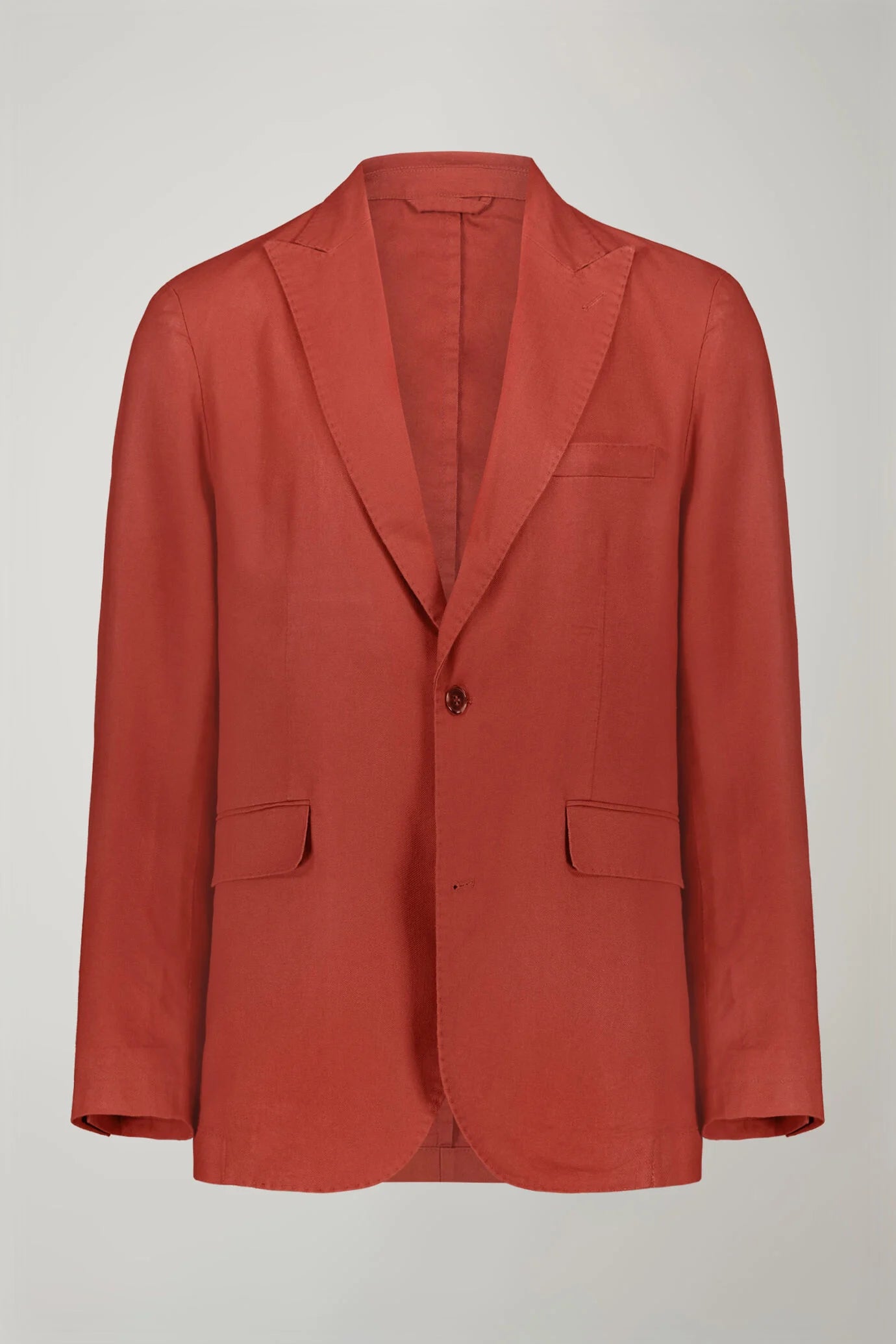 Men's single-breasted unlined linen and cotton blazer with regular fit lapels