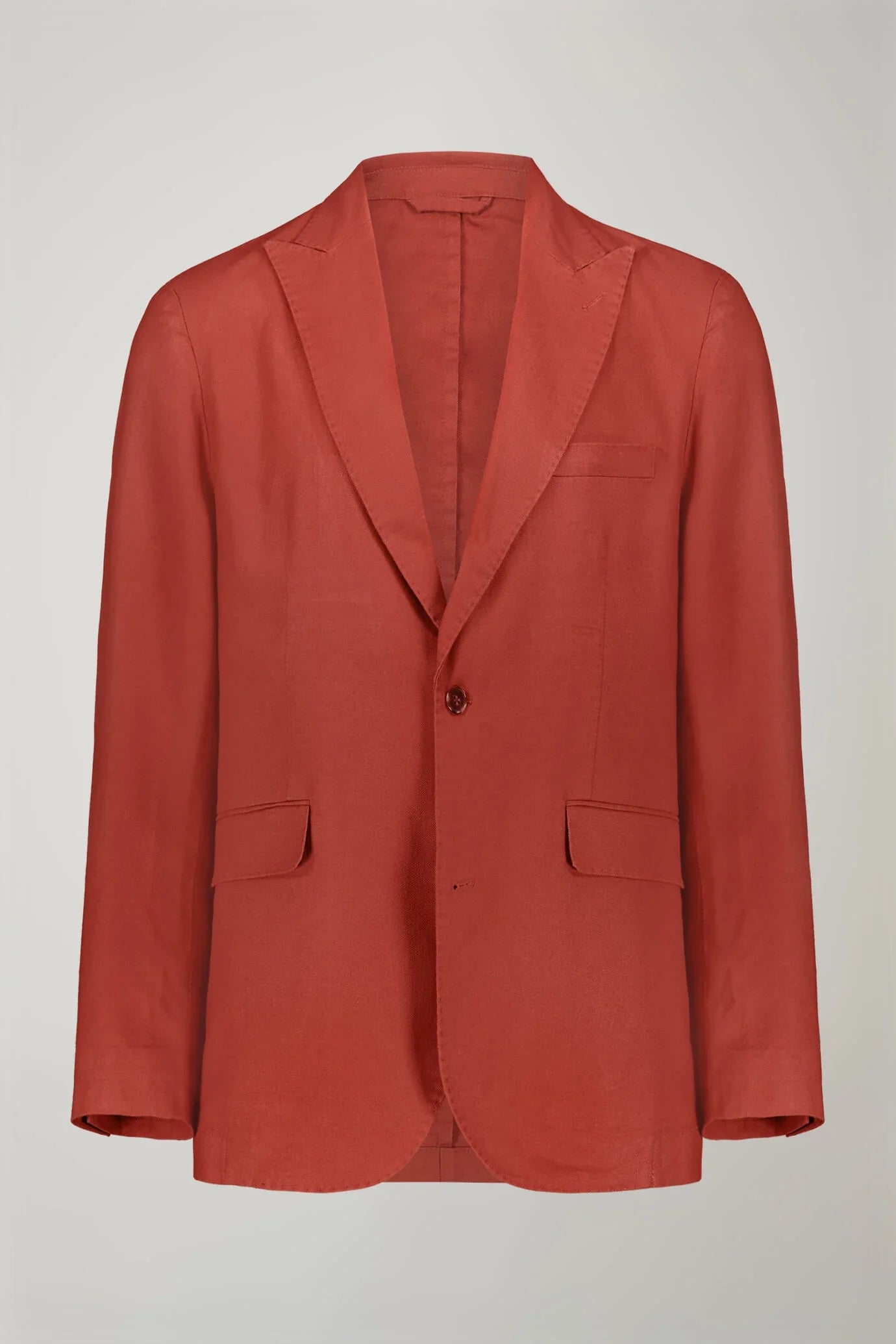 Men's single-breasted unlined linen and cotton blazer with regular fit lapels