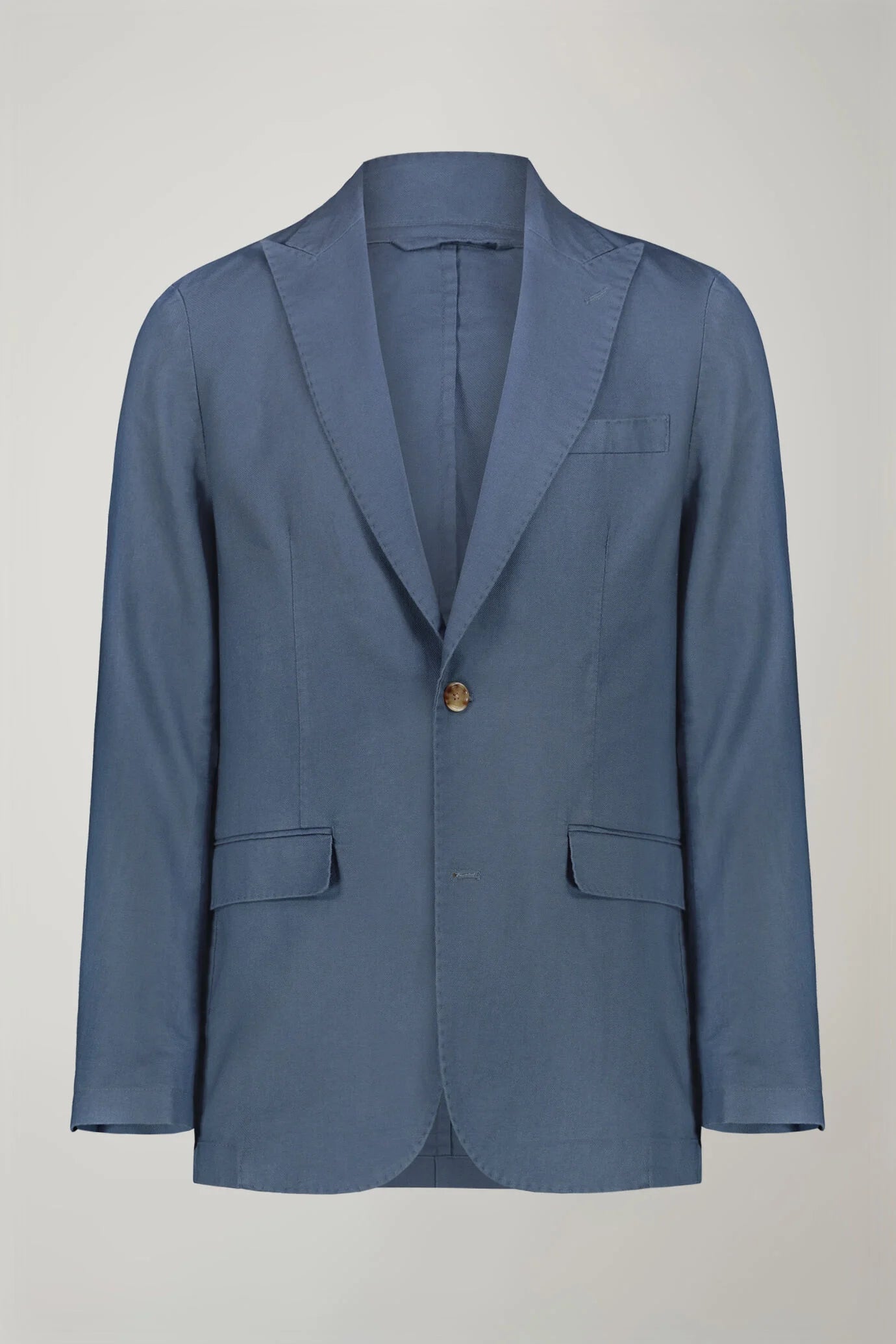 Men's single-breasted unlined linen and cotton blazer with regular fit lapels