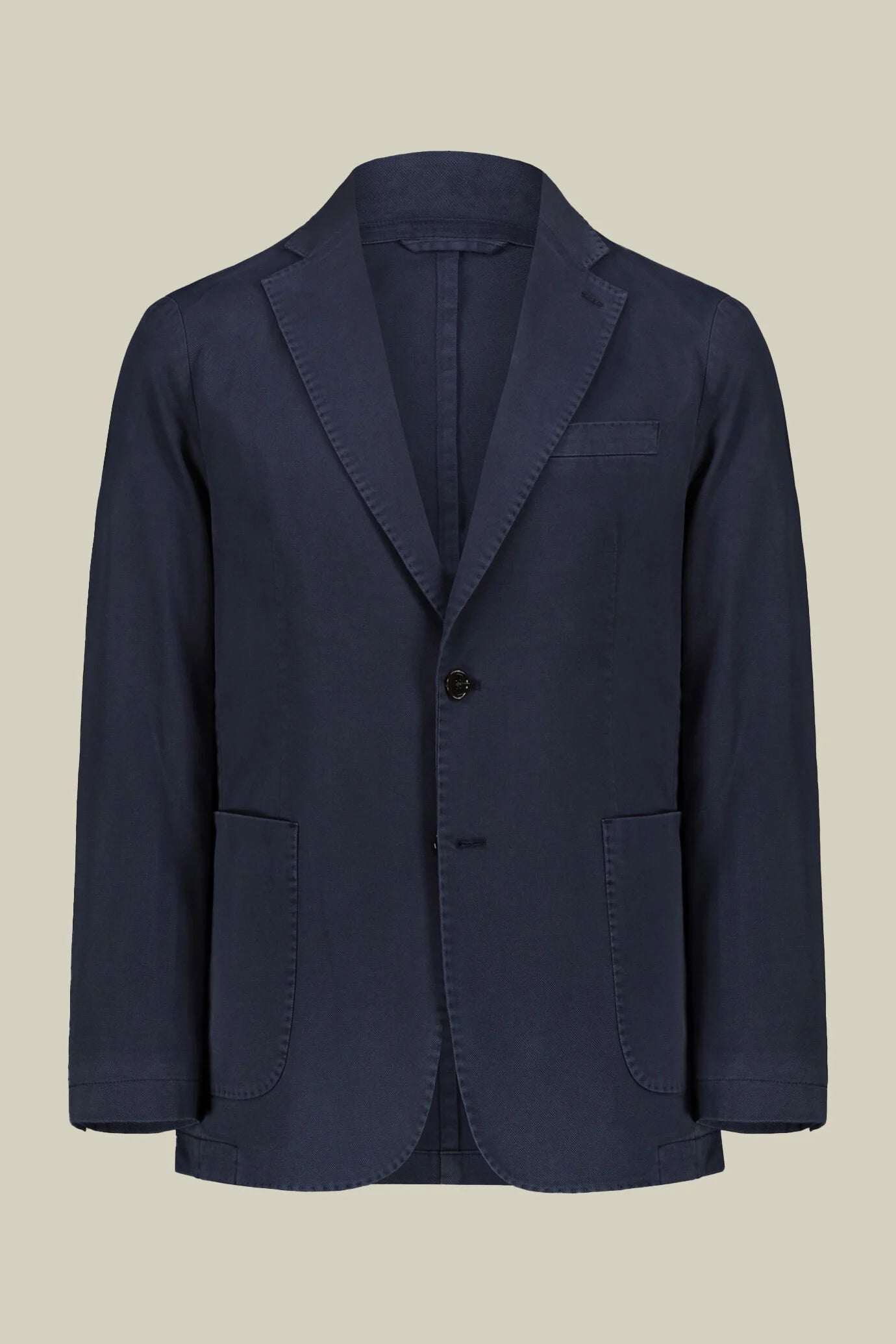 Men's unlined single-breasted blazer and patch pockets in solid color regular fit
