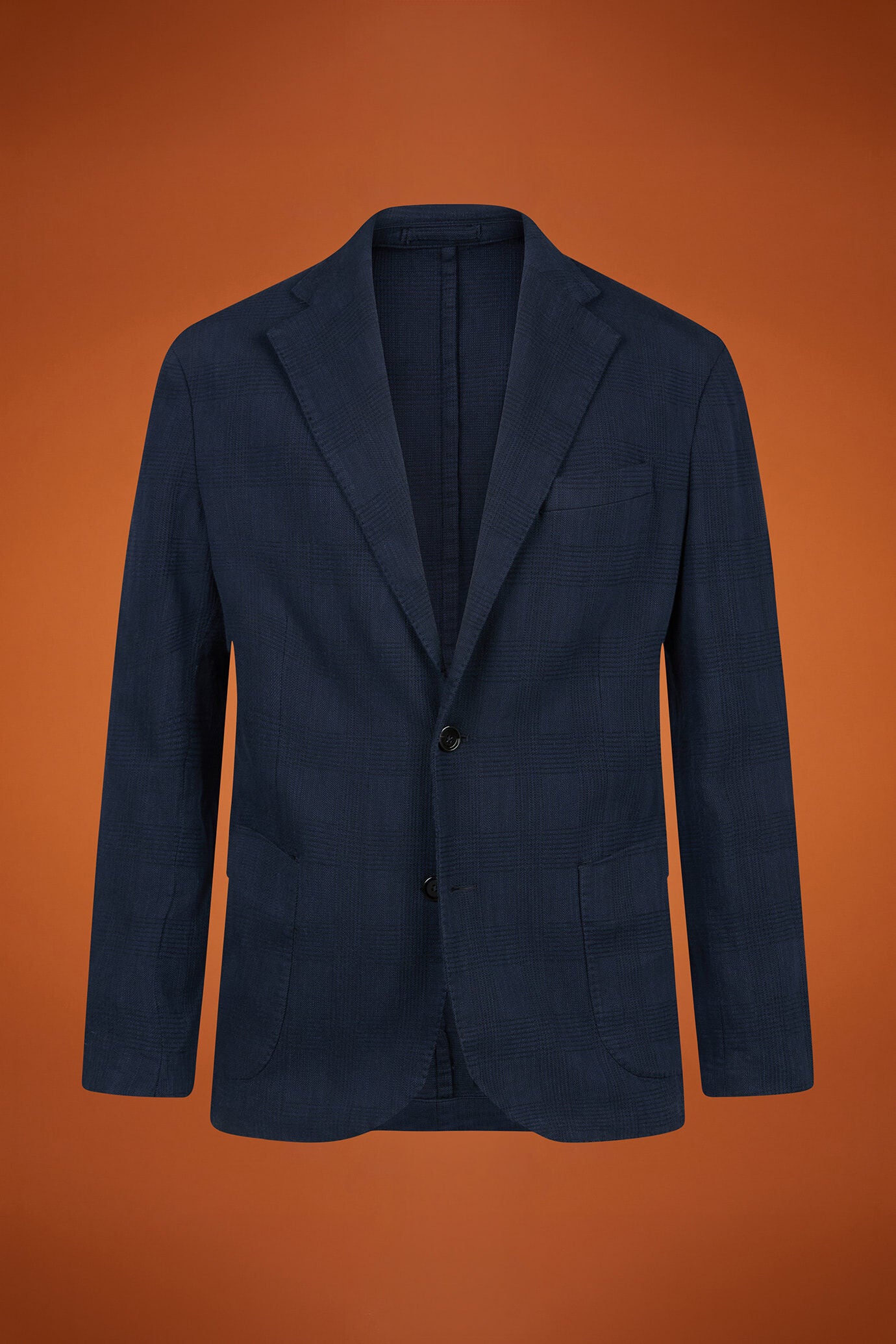 Men's unlined single-breasted blazer with patch pockets Prince of Wales design regular fit