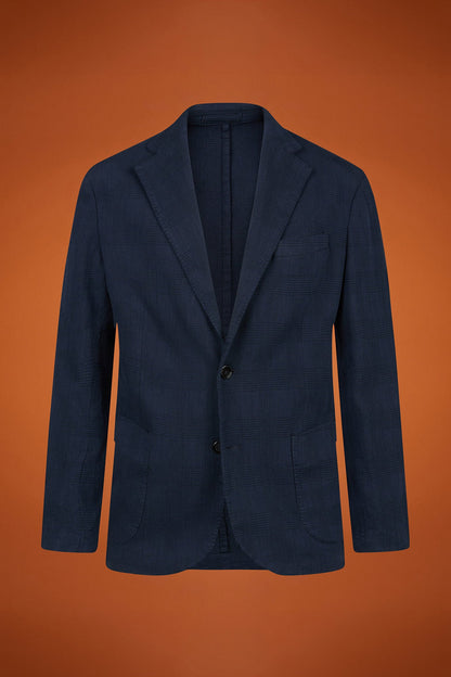 MenÃƒÂ¢Ã¢â€šÂ¬Ã¢â€žÂ¢s unlined single-breasted blazer with patch pockets Prince of Wales design regular fit