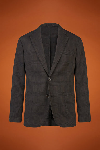 MenÃƒÂ¢Ã¢â€šÂ¬Ã¢â€žÂ¢s unlined single-breasted blazer with patch pockets Prince of Wales design regular fit