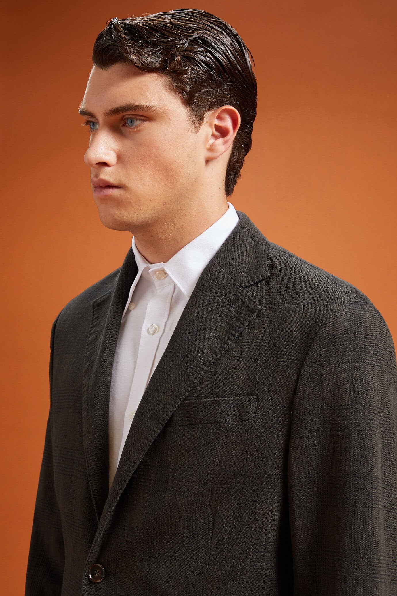 Men's unlined single-breasted blazer with patch pockets Prince of Wales design regular fit