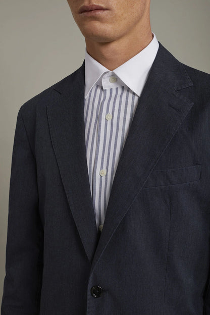 Men's unlined single-breasted blazer with flap pockets in flamed effect fabric regular fit