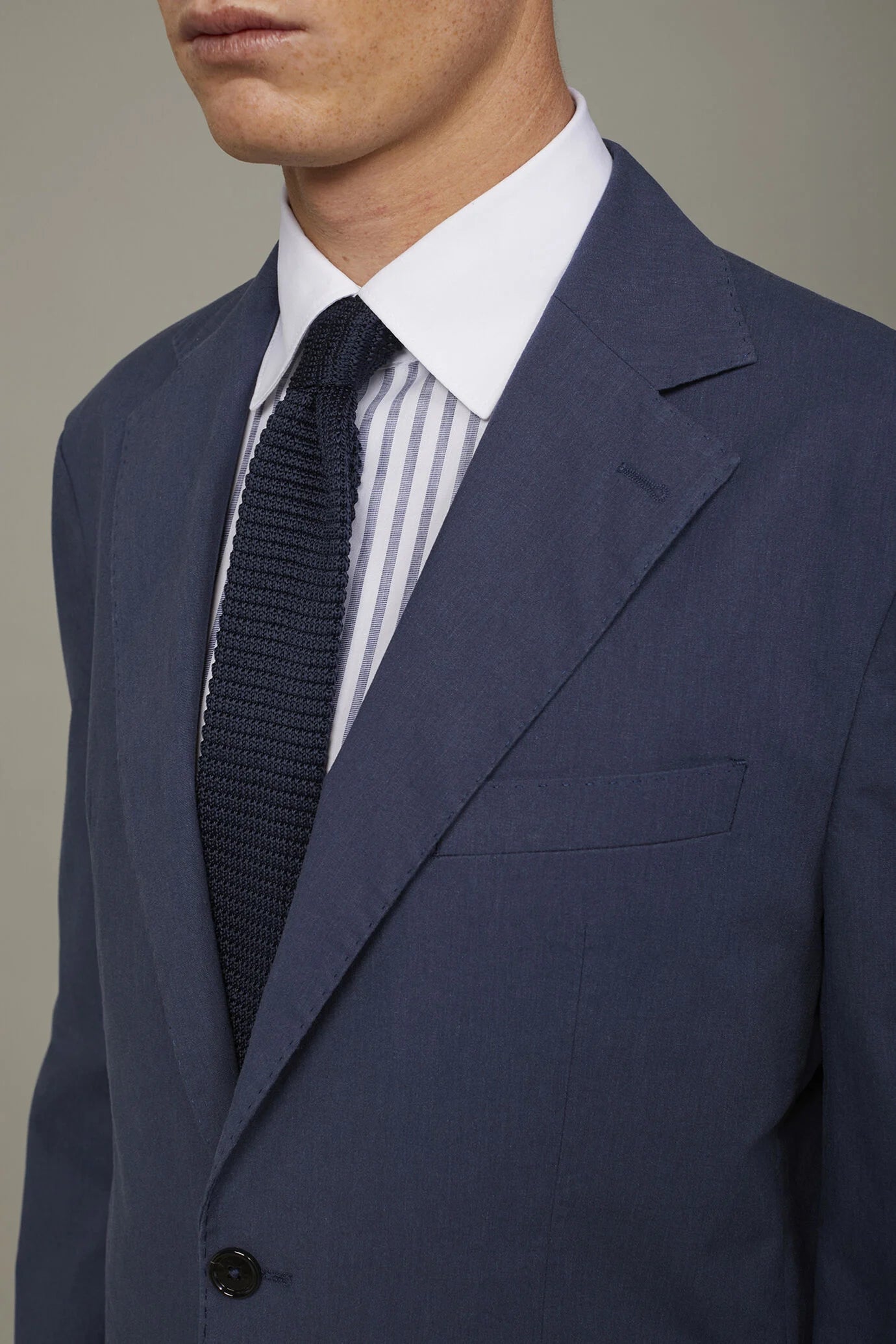 Men's unlined single-breasted blazer with flap pockets in flamed effect fabric regular fit