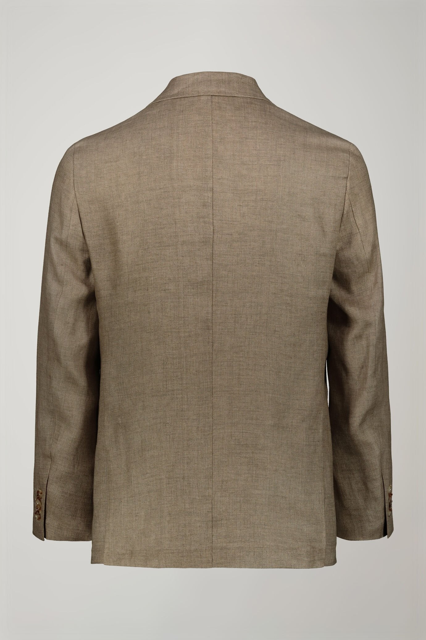 Men's unlined double-breasted blazer, patch pockets 100% linen regular fit