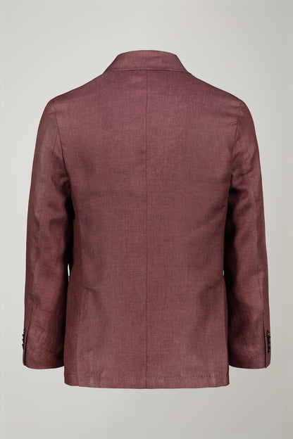 Men's unlined double-breasted blazer, patch pockets 100% linen regular fit