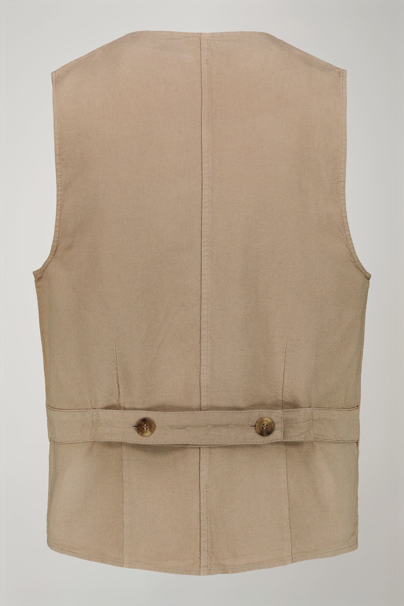 Men's linen and cotton sports waistcoat with patch pockets regular fit
