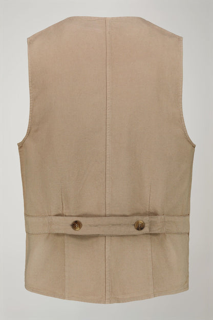 Men's linen and cotton sports waistcoat with patch pockets regular fit