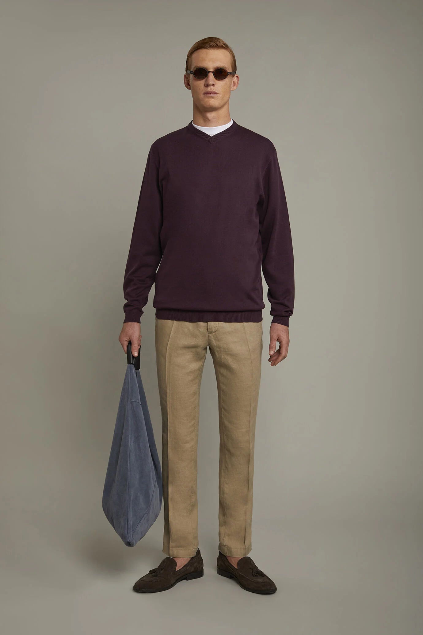 Men's v neck sweater 100% cotton regular fit