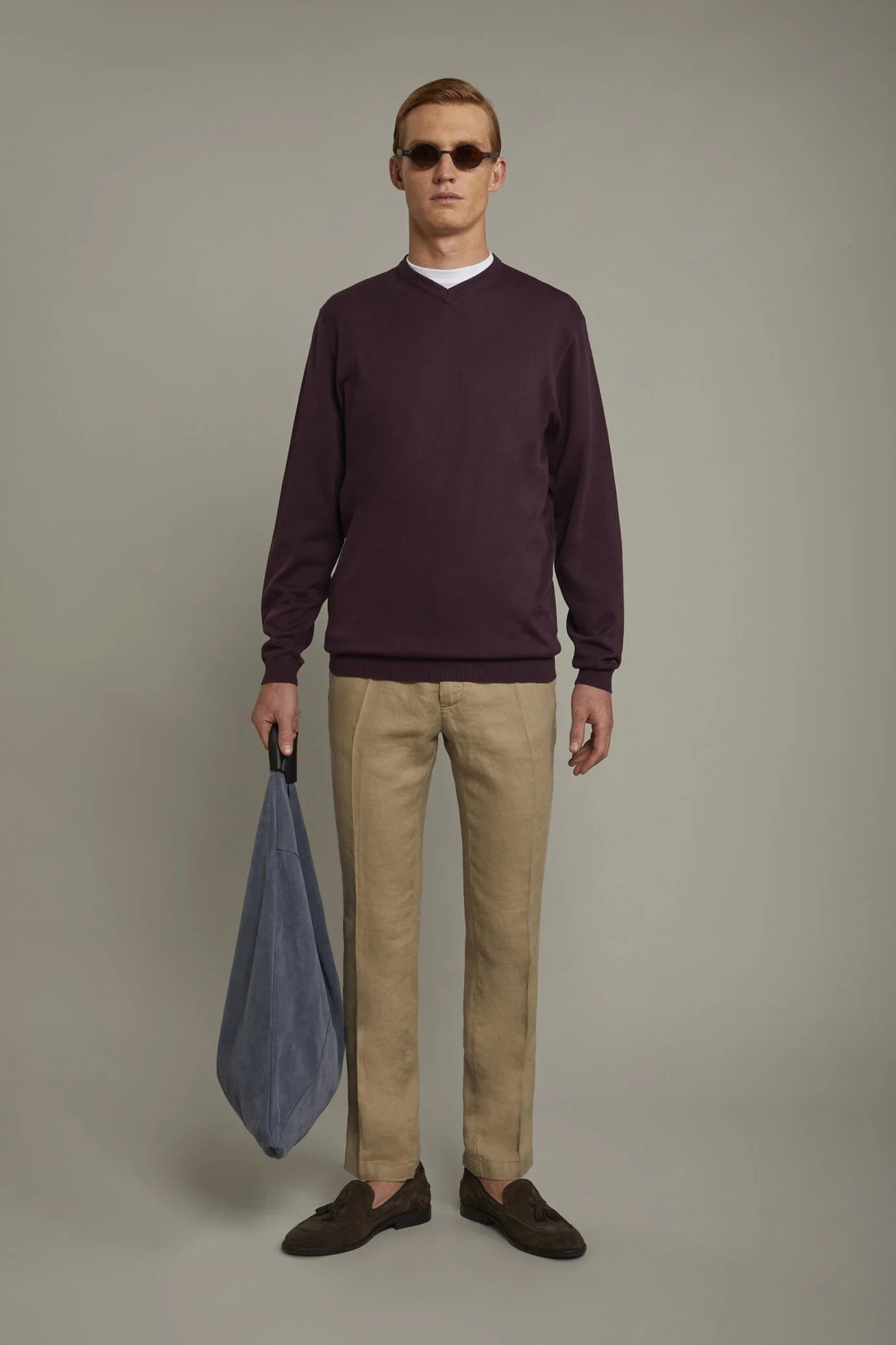 Men's v neck sweater 100% cotton regular fit